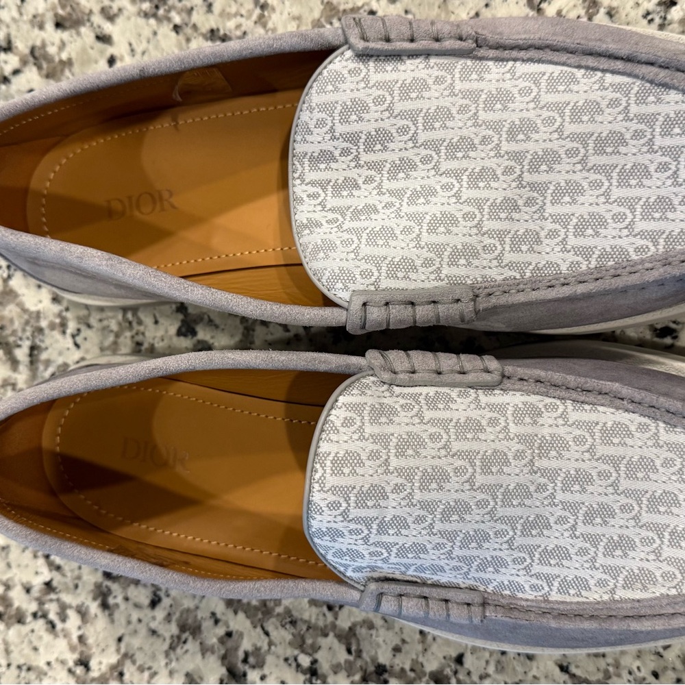 Dior Men's Gray Suede Logo Loafers